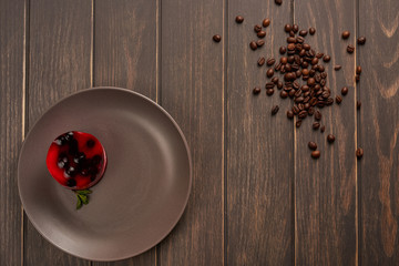 cake with jelly and currant on a plate
