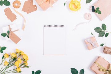 Festive decorations and notebook