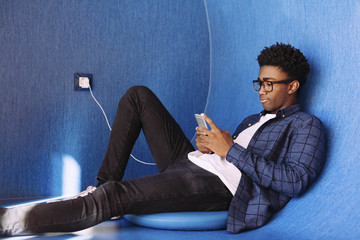 Man using smartphone