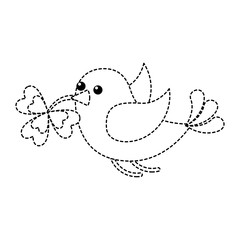 Fototapeta na wymiar green bird flying with clover in beak vector illustration sticker design