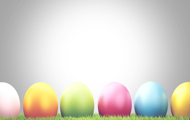 Fototapeta na wymiar colorful Easter eggs behind green grass meadow blades of grass 3d rendering
