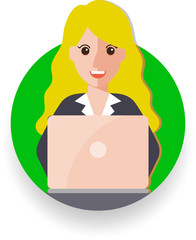 woman working in the office via social network 