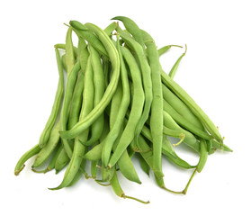 green beans on white background