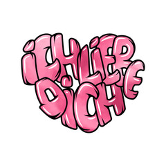Big heart with lettering - I love you, in all languages of the world