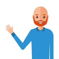 young man waving happy avatar character vector illustration design