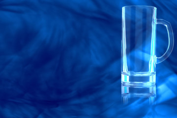 Empty beer mug enveloped in blue smoke.