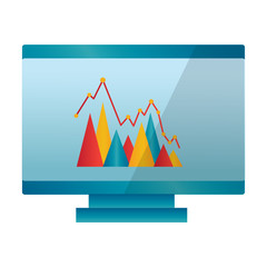 graph chart on computer screen icon image vector llustration design 