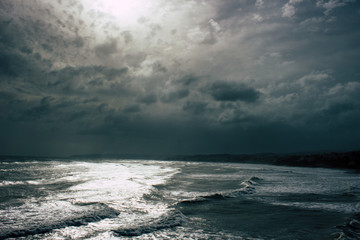 Storm. The beach of Estepona during a storm. Andalusia, Spain.