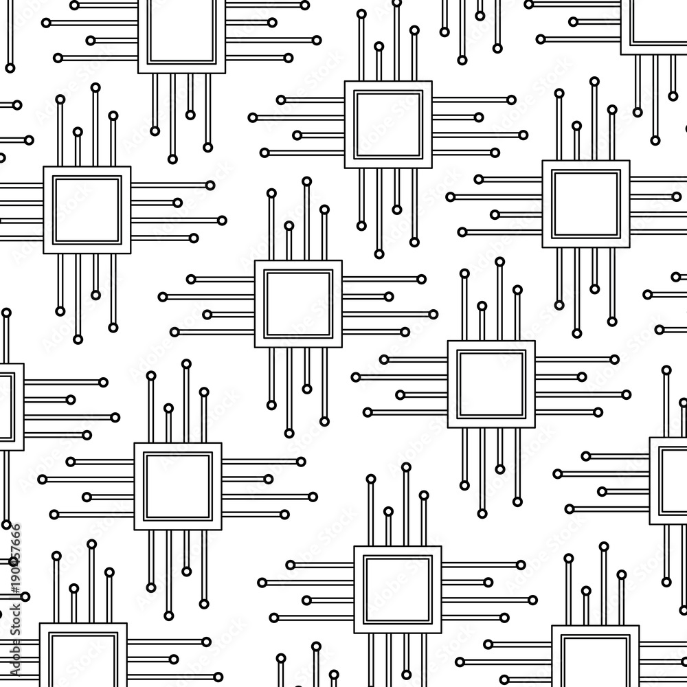 Poster cpu chip pattern image vector llustration design black line