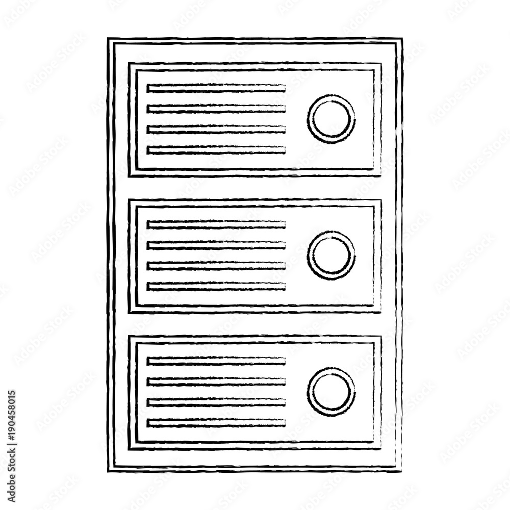 Poster cpu tower icon image vector llustration design black sketch line
