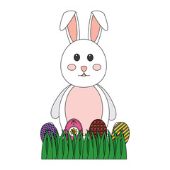 easter bunny with egg icon image vector illustration design 
