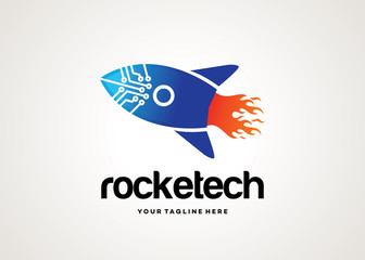 Rocket Tech Logo Template Design Vector, Emblem, Design Concept, Creative Symbol