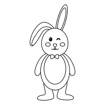 rabbit or bunny wink icon image vector illustration design  black line