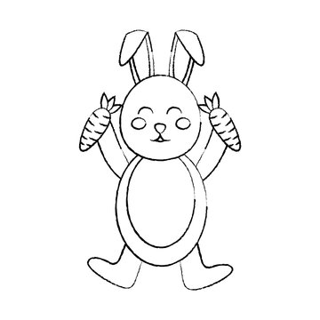 rabbit or bunny holding carrots  icon image vector illustration design 