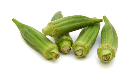 fresh okra isolated on a white background