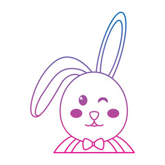 rabbit or bunny wink icon image vector illustration design  blue to purple line
