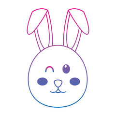 rabbit or bunny wink icon image vector illustration design  blue to purple line