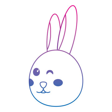 rabbit or bunny wink icon image vector illustration design  blue to purple line