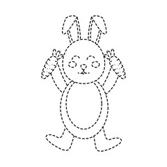 rabbit or bunny holding carrots  icon image vector illustration design  black dotted line