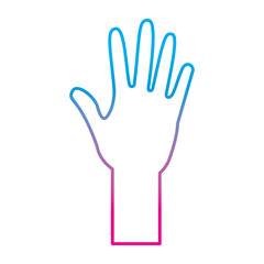 open hand icon image vector illustration design  blue to purple line
