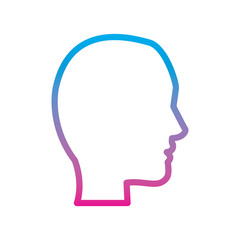 head profile silhouette icon image vector illustration design  blue to purple line
