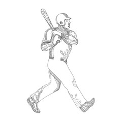 Baseball Player Batting Doodle