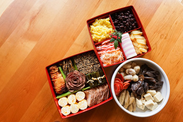 Fototapeta na wymiar Japanese New Year dishes 