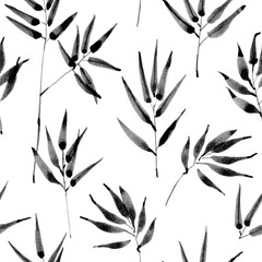 Obraz premium Tropical leaves, jungle pattern. Seamless, detailed, botanical pattern. Vector background.