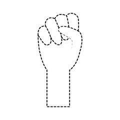 fist hand icon image vector illustration design  black dotted line