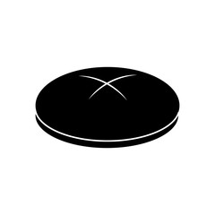 round bread icon image vector illustration design  black and white