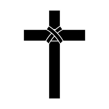 cross christian catholic paraphernalia  icon image vector illustration design  black and white