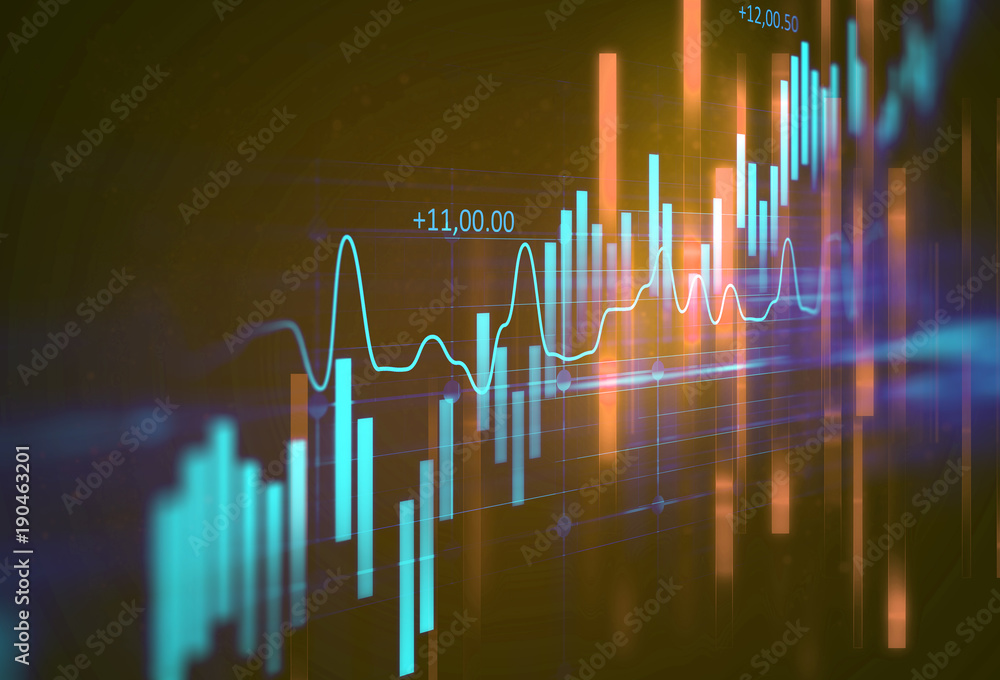 Wall mural technical financial graph on technology abstract background