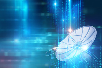 3d illustration of Satellite dish  on abstract technology background