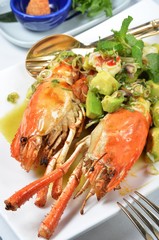 Closeup of delicious grilled lobster   