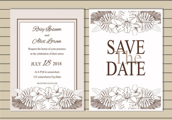 Obraz na płótnie Canvas Vector set of invitation cards with flowers elements Wedding collection