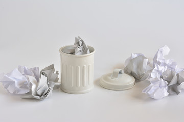 Garbage can on a white background 

