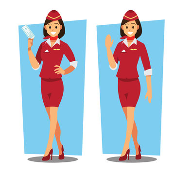 flying attendants  ,air hostess  , Vector illustration cartoon character