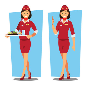 flying attendants  ,air hostess  , Vector illustration cartoon character