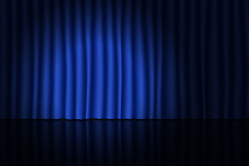 Stage with red curtain and spotlight. Theater, circus or cinema background