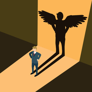 businessman with shadow of business angel