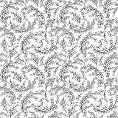 Sewing fabric with Pattern with abstract leaf . Coloring book page ...