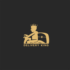 delivery man with crown and box vector.