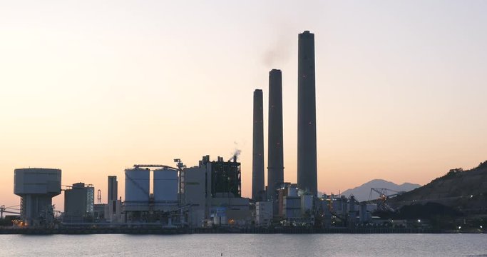 Lamma island Power Station in sunset time