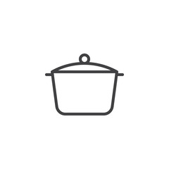 Cooking pan line icon, outline vector sign, linear style pictogram isolated on white. Kitchen pot symbol, logo illustration. Editable stroke