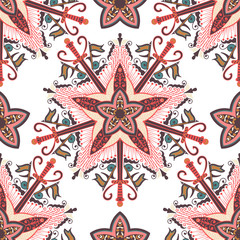 Seamless pattern ethnic style. Vintage decorative texture. Indian, arabic motive.