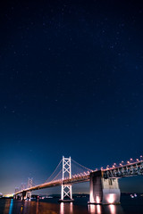 星が見える瀬戸大橋の夜景　縦
