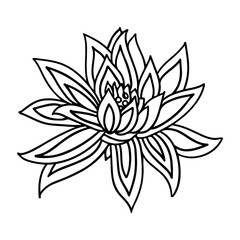 Lotus flower icon on white background. Yoga symbol. Vector illustration.