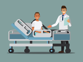 Medical Team and   patient in the hospital room. ,Vector illustration cartoon character