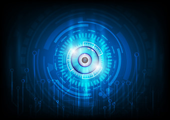 binary circuit board future technology, blue eye cyber security concept background vector
