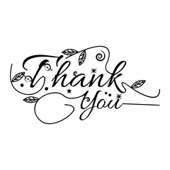 Thank you hand lettering with twigs and leaf